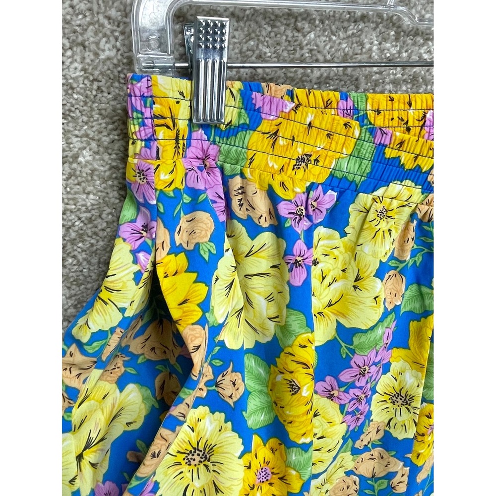 Lulus Floral Print Wide Leg Pants Womens L Blue Yellow Flowy Cottagecore Resort - Picture 3 of 9